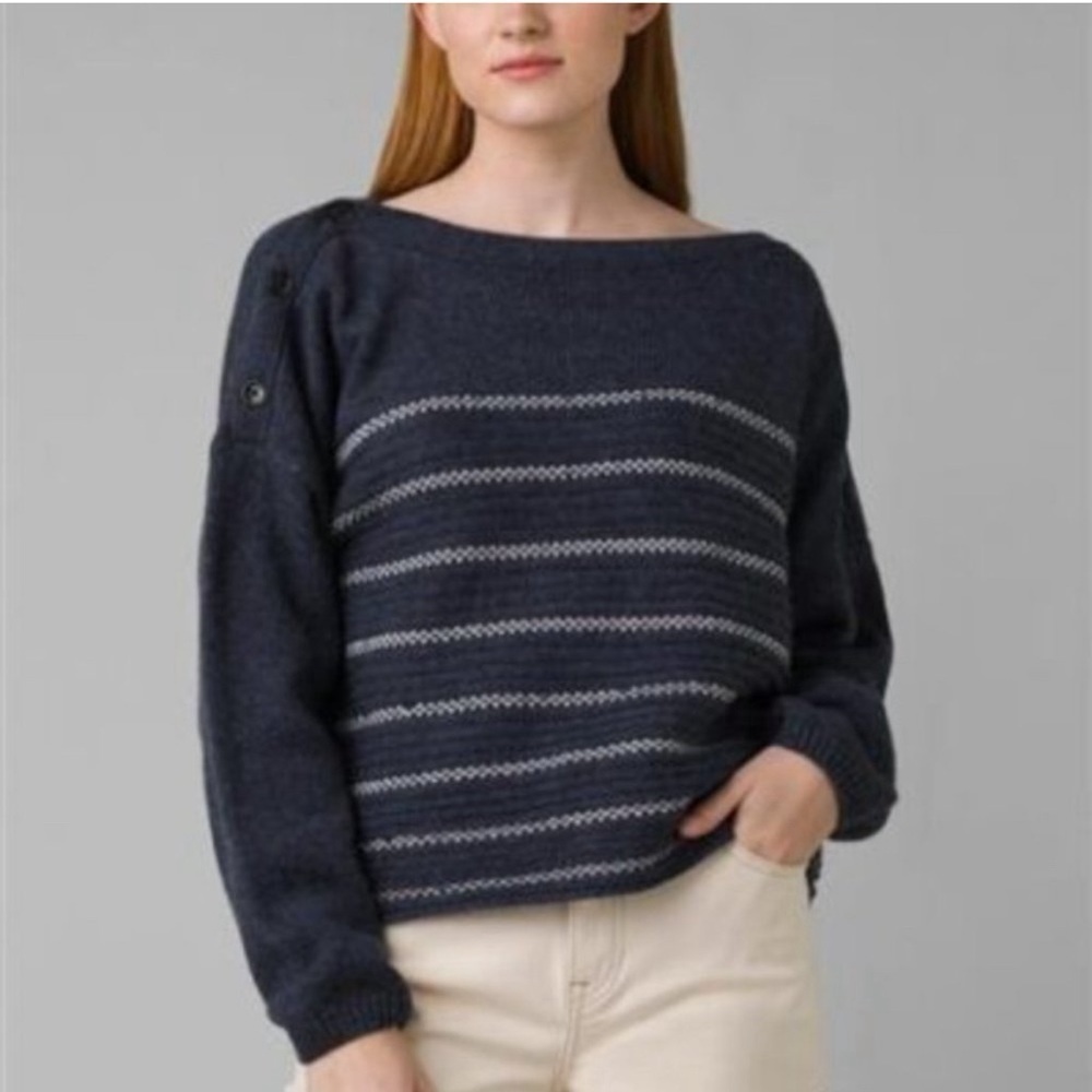 Prana - Navy Striped Sweater Size M